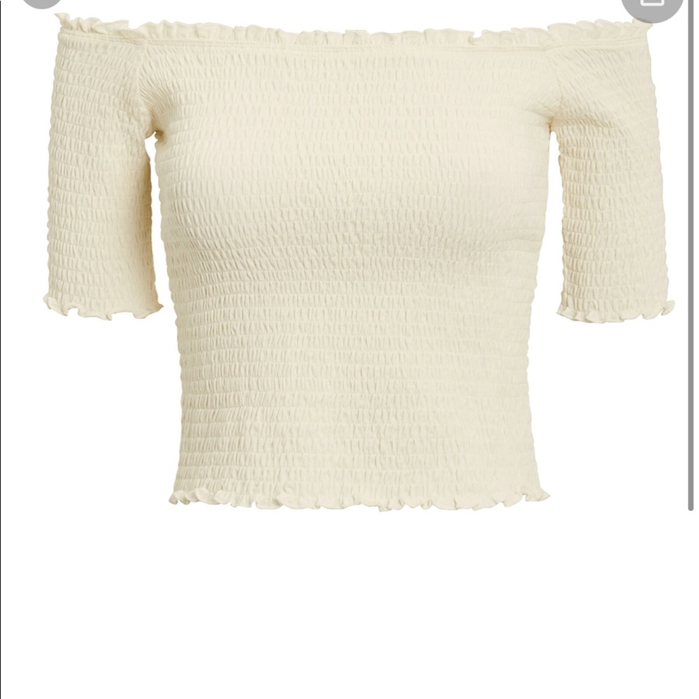 Intermix cropped smocked top